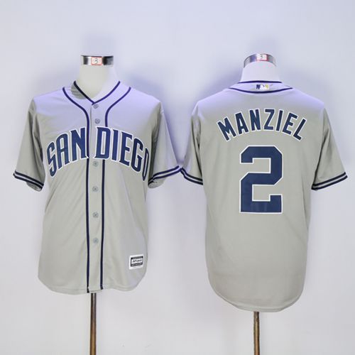 Padres #2 Johnny Manziel Grey New Cool Base Stitched MLB Jersey - Click Image to Close